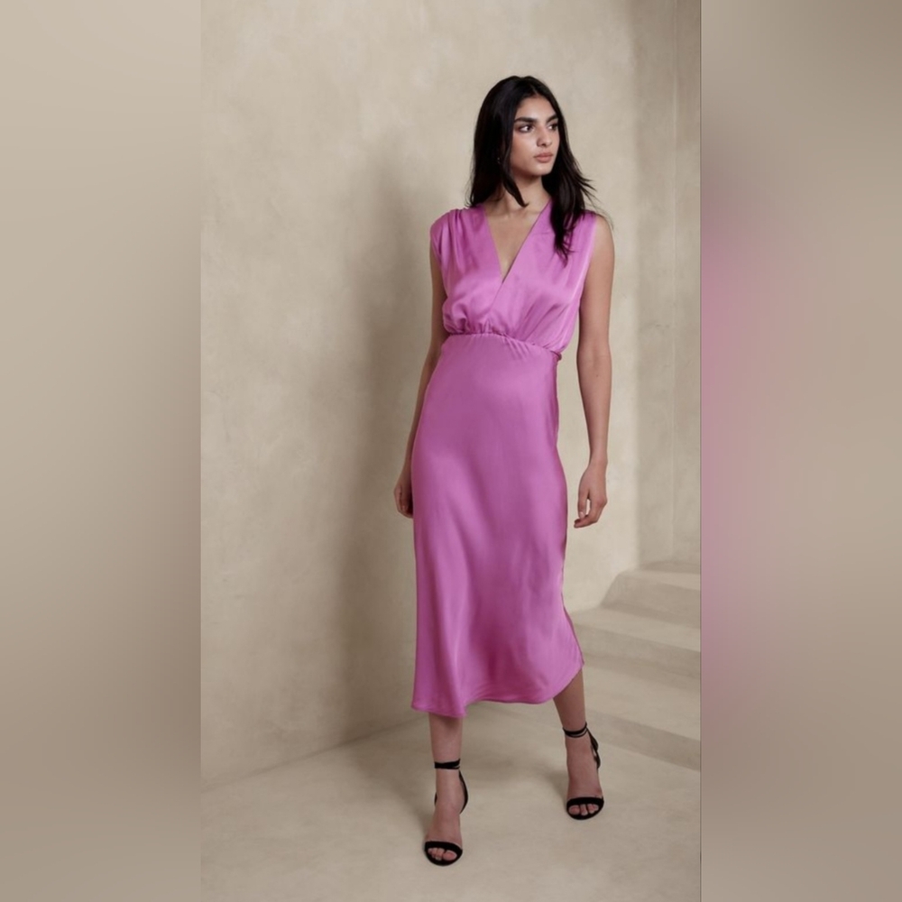 Banana Republic Elegant Pink Satin  Dress